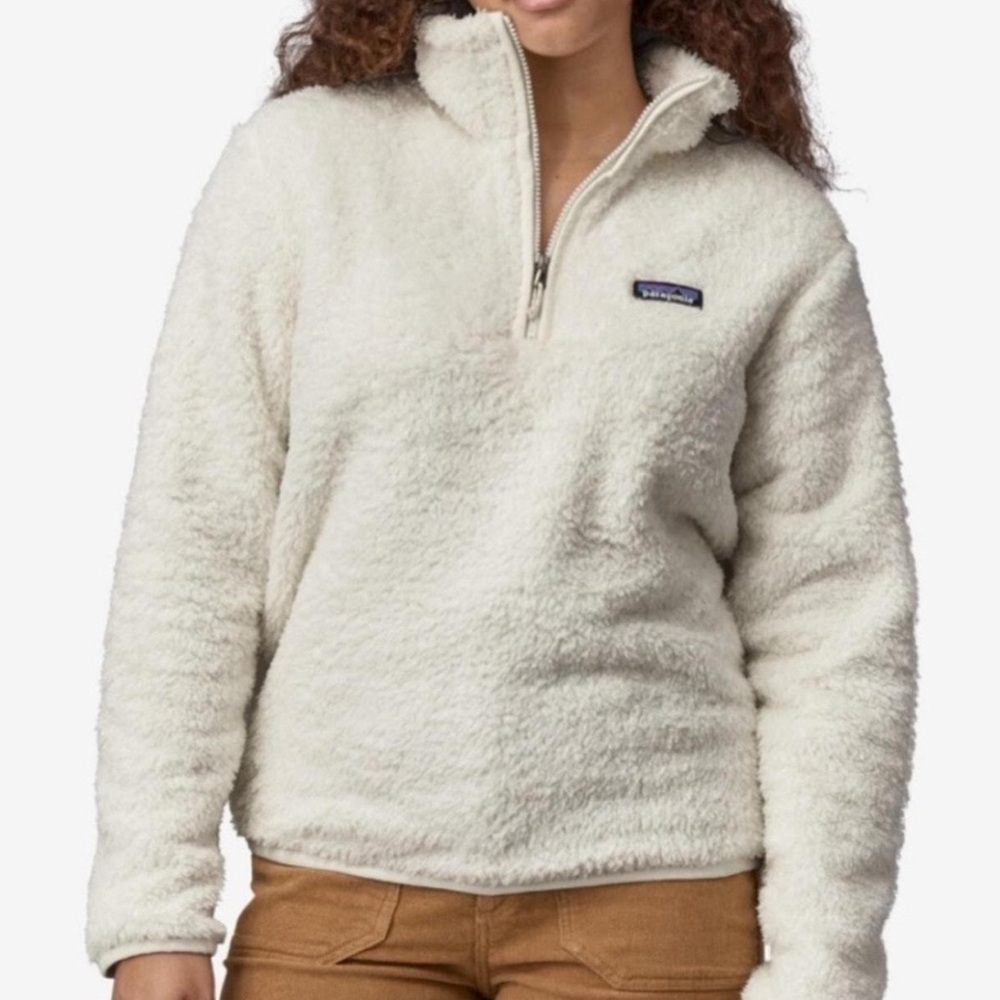 Patagonia Los Gatos 1/4 Zip Fleece Teddy Cream Birch Cozy Pullover Sweater, M - Picture 4 of 7